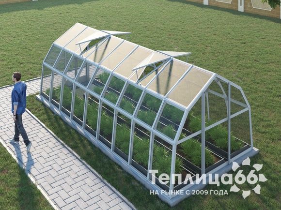 Теплица Рада Нева под стекло, 2,65х6 метров, белая